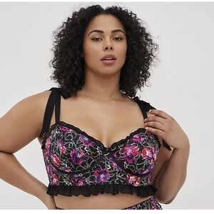 Torrid 00x/10 Longline Unlined Underwire Satin Ruffle Bralette
